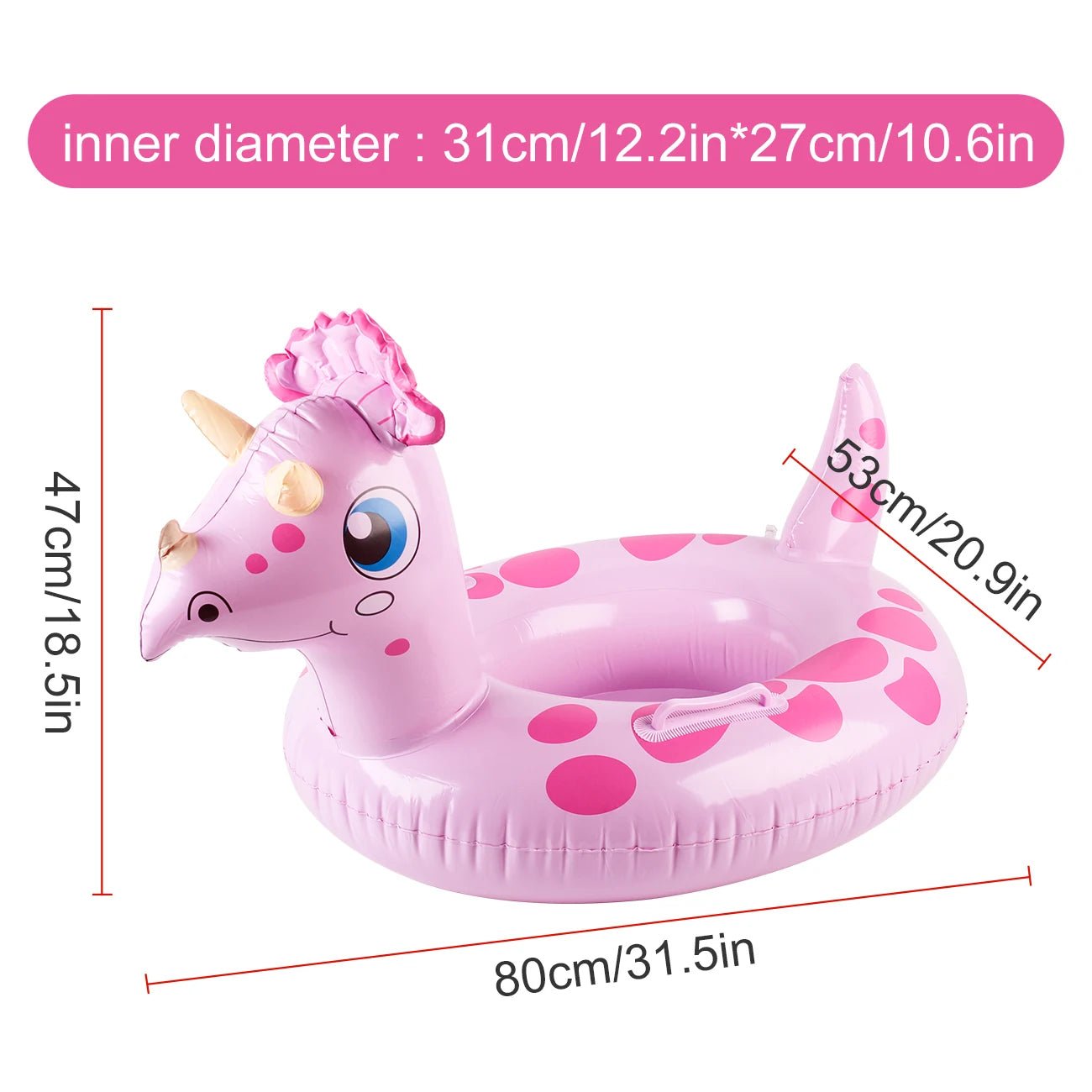 1PC Inflatable Animal Pool Float, Dinosaur Unicorn Swim Ring with Handle, Summer Water Toy Swimming Pool Accessories - My Store