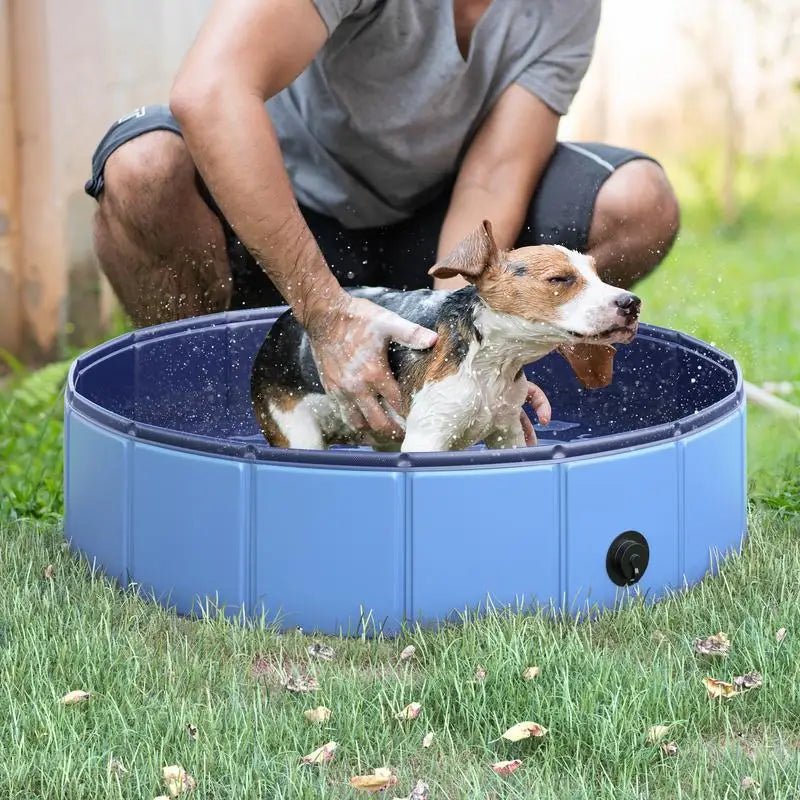 Dog Pool Foldable Pvc Basin Non-Slip Easy to Clean Diameter 80 Height 20 cm Blue - My Store