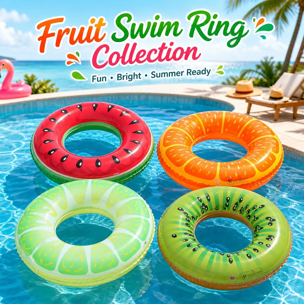1PC Fruit Pool Float, Watermelon Swim Tube Ring, Inflatable Swim Pool Party Inner Tube Summer Pool Toy for Fun - My Store