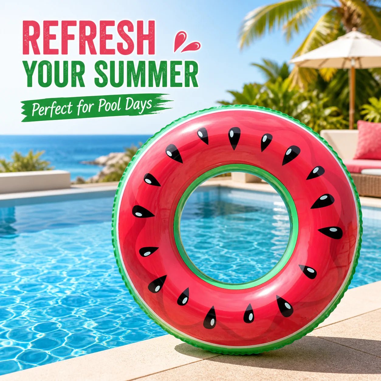 1PC Fruit Pool Float, Watermelon Swim Tube Ring, Inflatable Swim Pool Party Inner Tube Summer Pool Toy for Fun - My Store