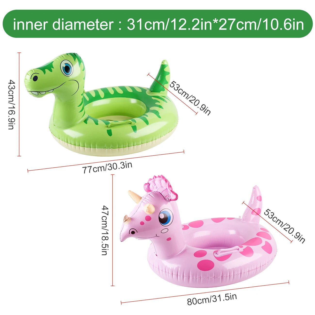 1PC Inflatable Animal Pool Float, Dinosaur Unicorn Swim Ring with Handle, Summer Water Toy Swimming Pool Accessories - My Store