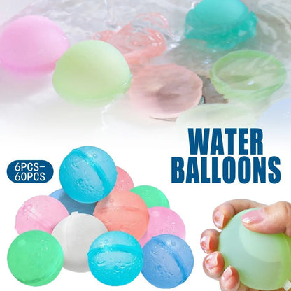 6-60P New Reusable Water Balloons Refillable Water Balloon Quick Fill Self Sealing WaterBomb Splash Balls Swimming Pool - My Store