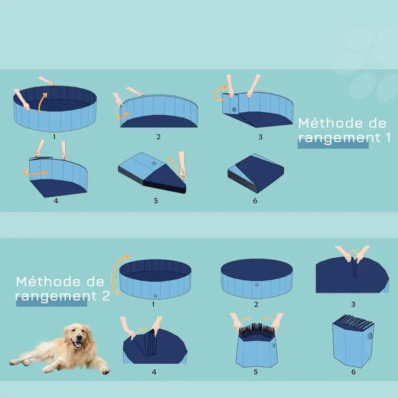 Dog Pool Foldable Pvc Basin Non-Slip Easy to Clean Diameter 80 Height 20 cm Blue - My Store