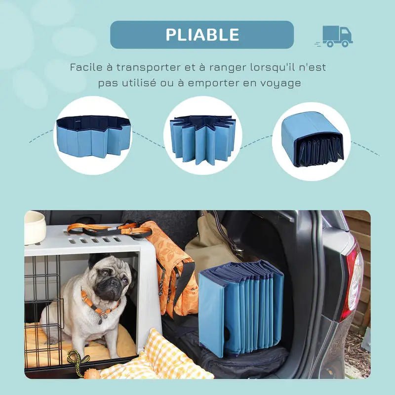 Dog Pool Foldable Pvc Basin Non-Slip Easy to Clean Diameter 80 Height 20 cm Blue - My Store