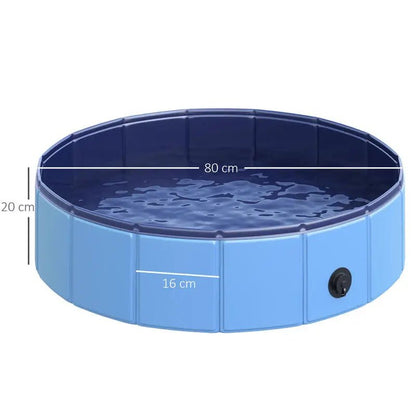 Dog Pool Foldable Pvc Basin Non-Slip Easy to Clean Diameter 80 Height 20 cm Blue - My Store